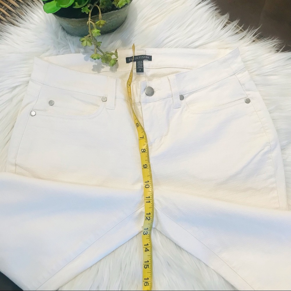 Eileen Fisher Off White Textured Skinny Pants Sz 4 - Picture 11 of 11